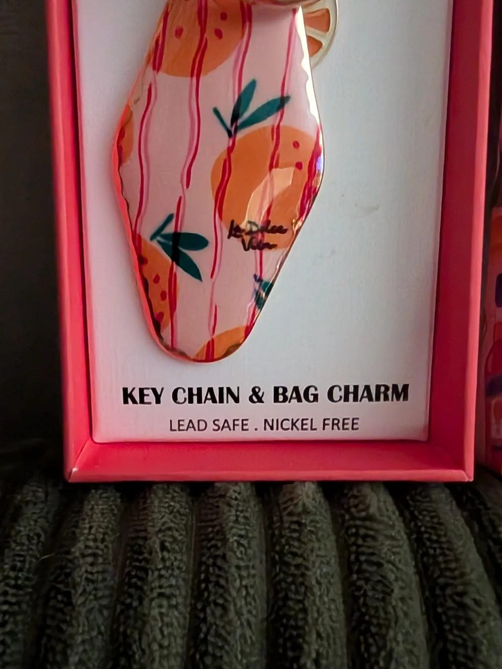 piper·k Pink Peach-Print Key Chain & Bag Charm